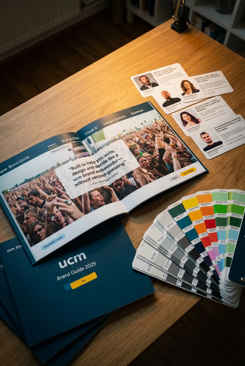 Creative Director Florian Feldmann created the official brand guide for staffing agency uCastMe.